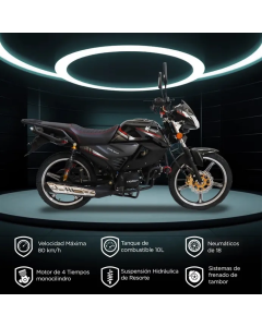 Motocicleta Kiwo KT-125, Sport, 2025, Color Negro